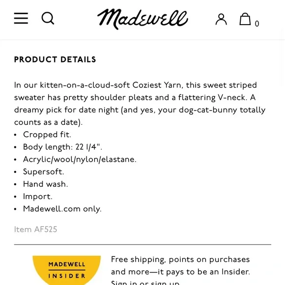 Madewell Wool Blend Marled Gray Striped Cropped V-Neck Sweater - Picture 10 of 16